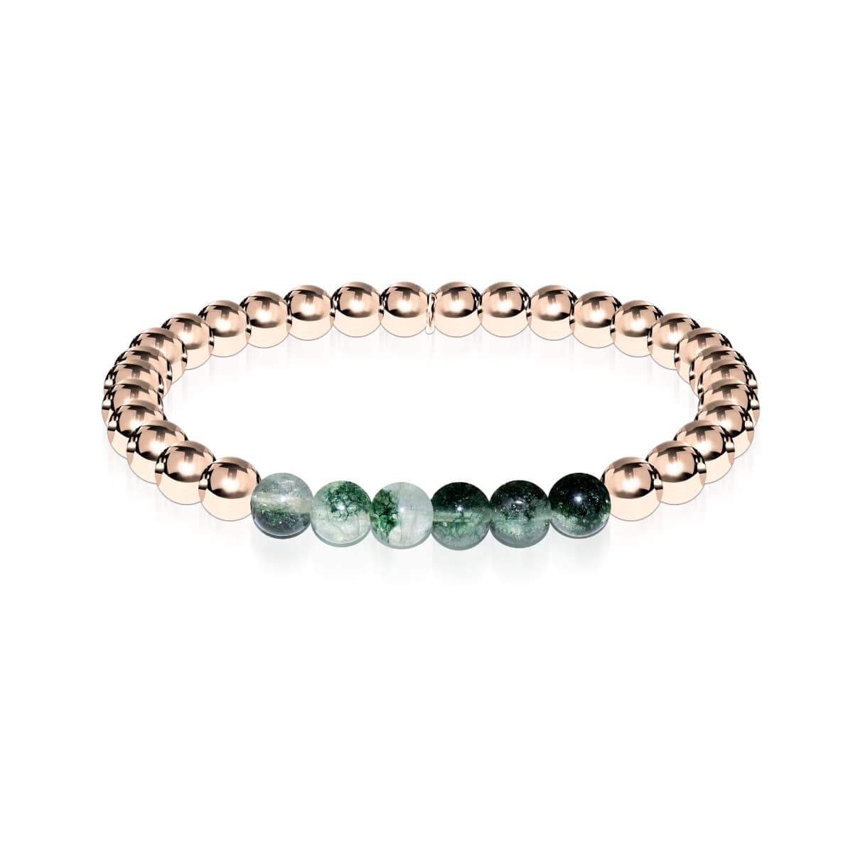 Reconnaissant | Or rose 18 carats | Agate feuille verte | Bracelet d'expression de pierres précieuses